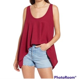 Free People Goji Sing La La Scoop Neck Sleeveless Asymmetrical Hem Knit Tank Top